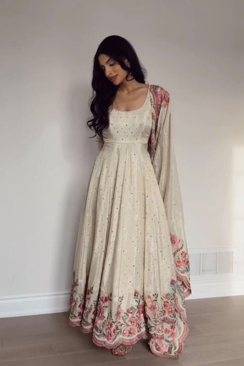 Step into sheer elegance with this luxurious 3-piece Chinon Silk Suit Set