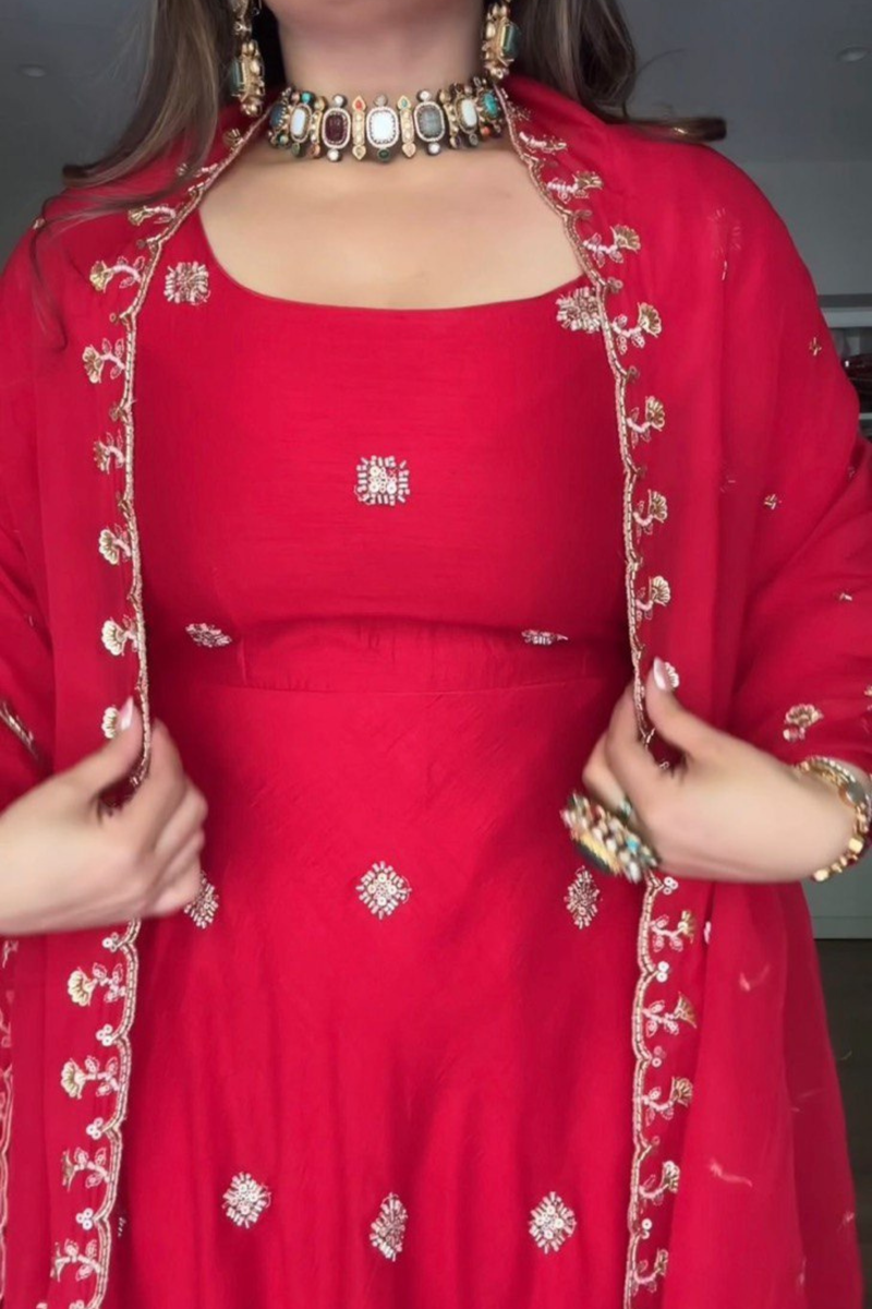 Step into sheer elegance with this luxurious 3-piece Chinon Silk Suit Set