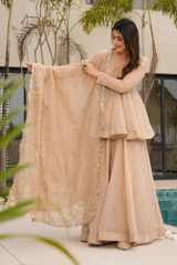 Step into sheer elegance with our Tabby Organza Plazo Set