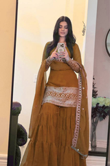 Step into elegance with our premium Sharara Set, crafted with rich fabric(imp)