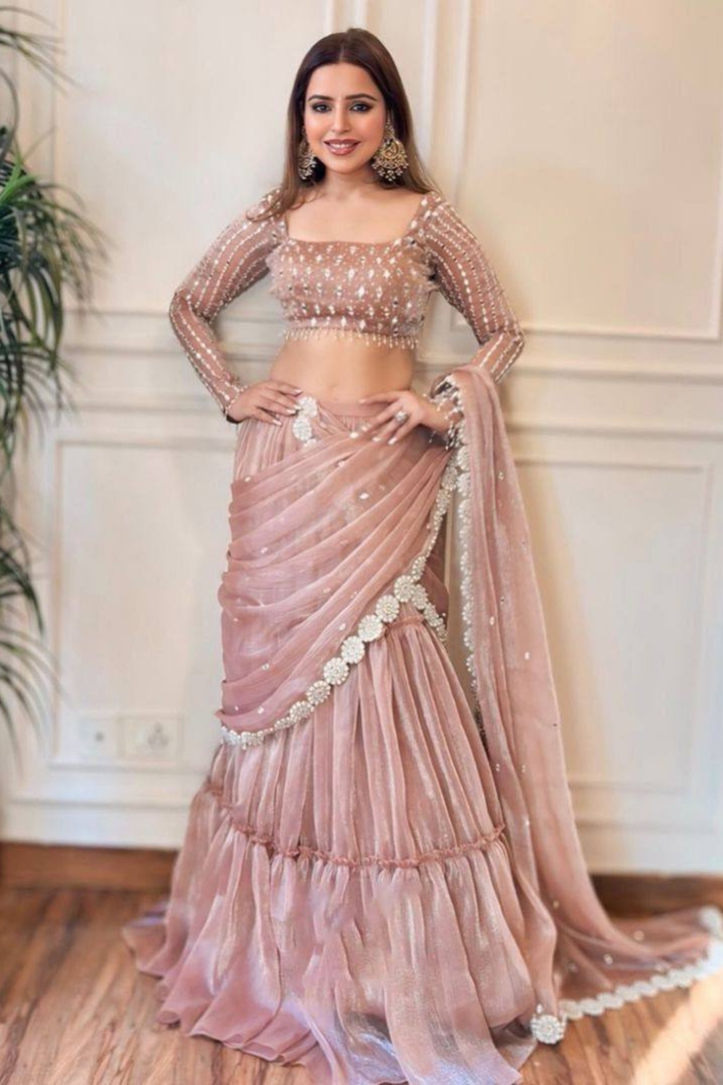 Ready-to-Wear Lehenga Saree — a perfect blend of traditional charm and modern comfort.(imp)