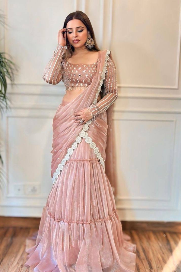 Ready-to-Wear Lehenga Saree — a perfect blend of traditional charm and modern comfort.(imp)