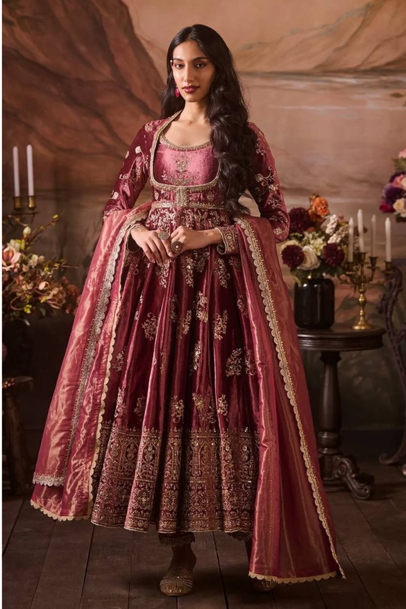 Step into effortless charm with our exclusive 3-piece Anarkali set