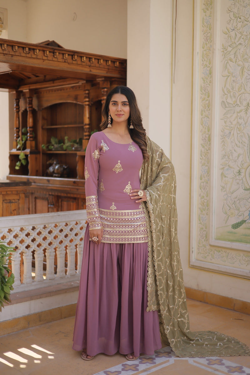 Premium Designer Readymade Kurti-Plazzo-Dupatta Set