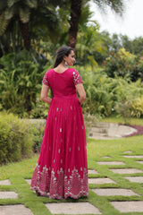 Designer Faux Blooming Gown with Zari Sequins Embroidery