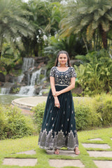 Designer Faux Blooming Gown with Zari Sequins Embroidery