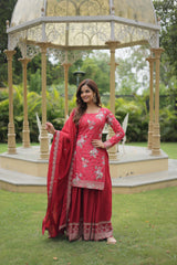 Chinnon Designer Kurti Set with Sequins & Thread Embroidery