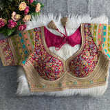 Multicolor Embroidered Designer Blouse - Unstitched