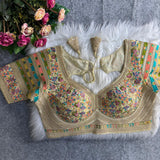 Multicolor Embroidered Designer Blouse - Unstitched