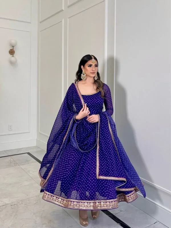 Heavy Faux Georgette fabric, featuring exquisite premium embroidery work.