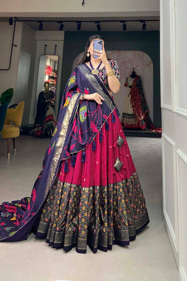 Step into the world of timeless beauty with this Dola Silk Lehenga Set.