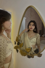 White Organza Designer Saree Set with Silk Thread & Sequins Embroidery