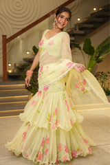 Mehfil Mint Premium Embroidered Lehenga Saree