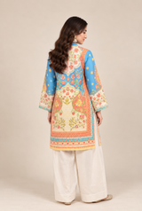 Pastel Blue Printed Kurta Palazzo Set