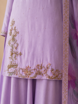 Lavender Bloom Embroidered Kurta Palazzo Set