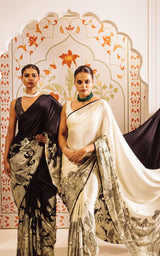 Roohani Sketch Ivory Satin Saree