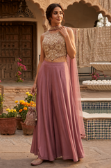 Rosé Royale Embroidered Palazzo Set