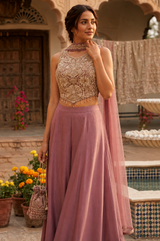 Rosé Royale Embroidered Palazzo Set