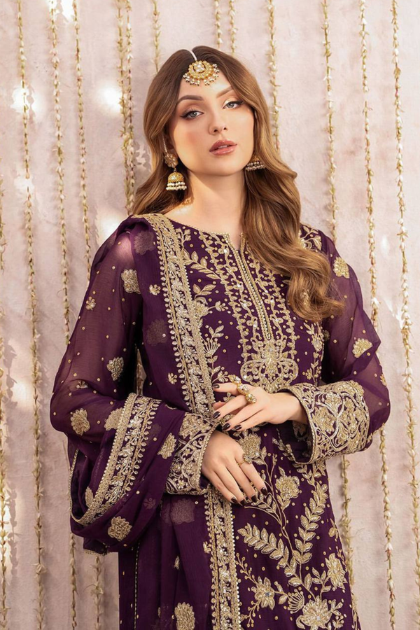Step out in style with this beautifully crafted 3-piece set, featuring intricate sequin embroidery(imp)