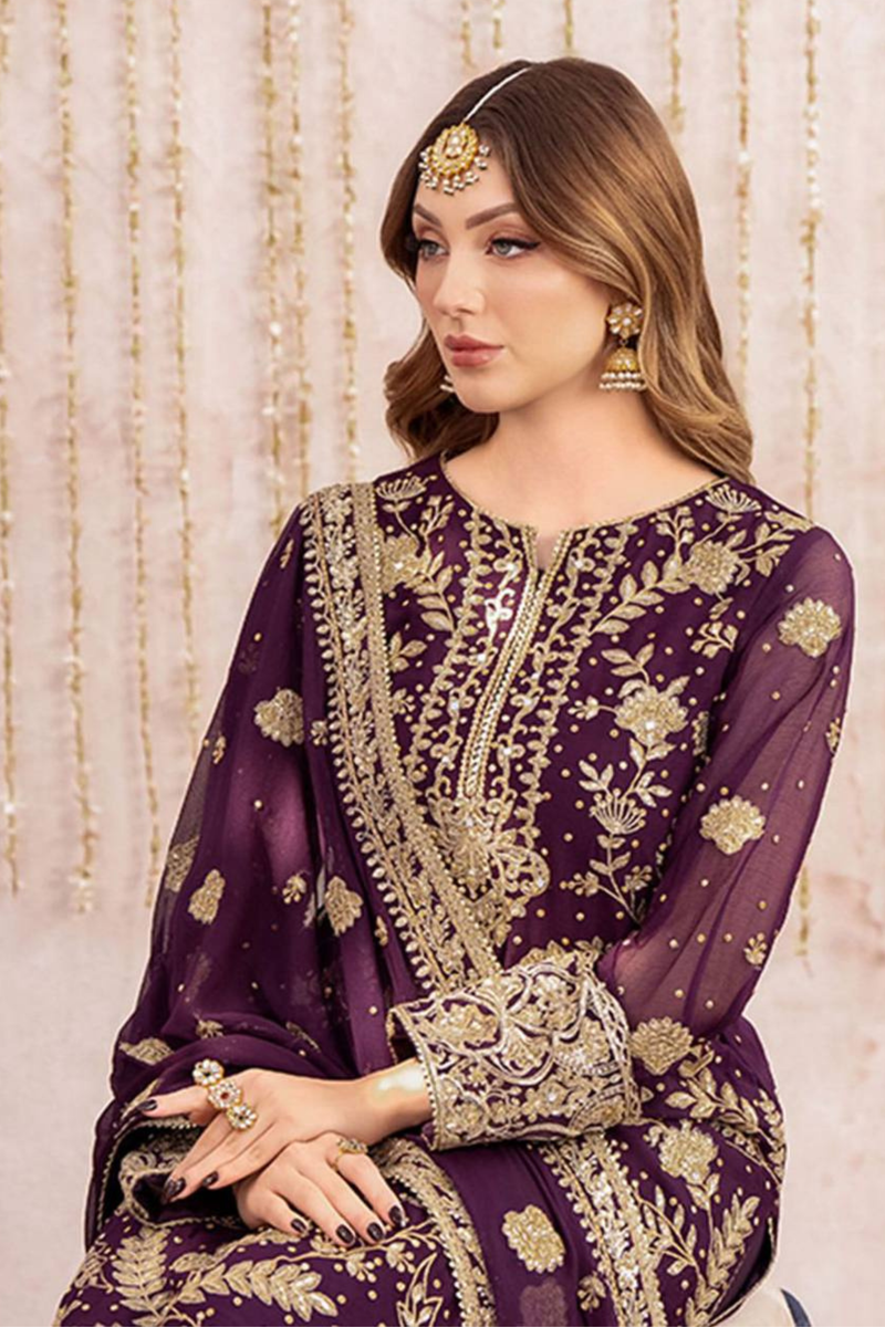 Step out in style with this beautifully crafted 3-piece set, featuring intricate sequin embroidery(imp)