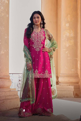 EXCLUSIVE DESIGNER SEQUANCE EMBROIDERY WORKED KURTI, PLAZZO AND DUPATTA