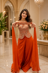 Sunset Royale Embroidered Indo-Western Set
