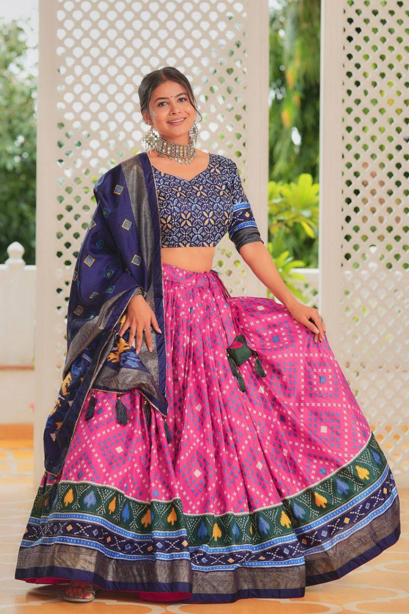 Embrace the perfect fusion of tradition and contemporary style with this stunning Tussar Silk Lehenga Choli.