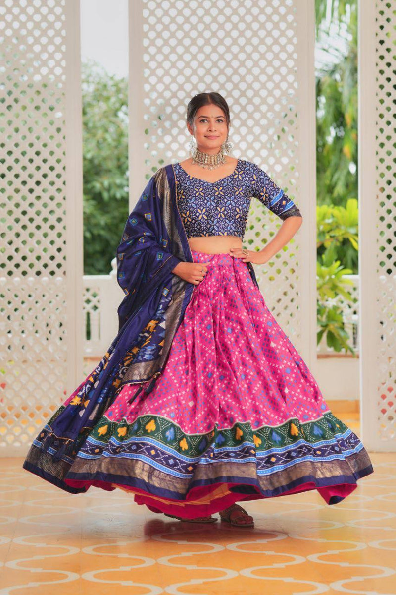 Embrace the perfect fusion of tradition and contemporary style with this stunning Tussar Silk Lehenga Choli.