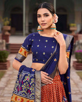 Regal Tussar Silk Lehenga Set with Ikkat Patola Print & Foil Work