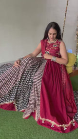 Black and white printed flare adorned with elephant and floral patterns