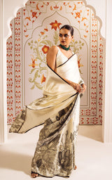 Roohani Sketch Ivory Satin Saree
